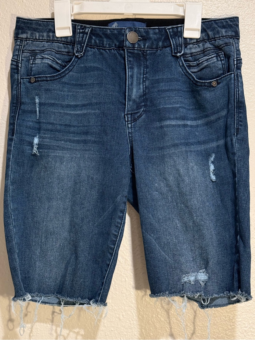 Democracy Dark Blue Distressed Denim Jean Shorts